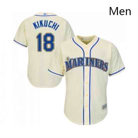 Mens Seattle Mariners 18 Yusei Kikuchi Replica Cream Alternate Cool Base Baseball Jersey